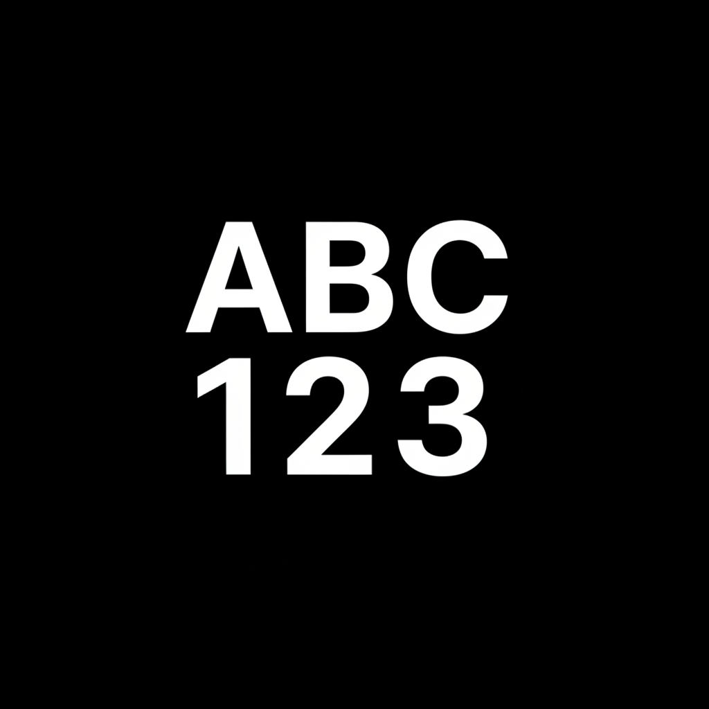 Vai vari ģenerēt kvadrātveida attēlu SHopify. Attēlā jābūt baltam fonam, izgrieztiem burtiem ABC un zem burtiem — izgrieztiem cipariem 123.
ABC un 123 jābūt vienāda izmēra un platuma.